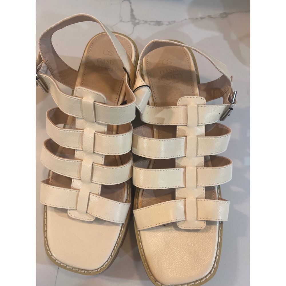 Oasis Society Cream Chunky Platform Gladiator Sandals Lug Sole Block Heel Size 9